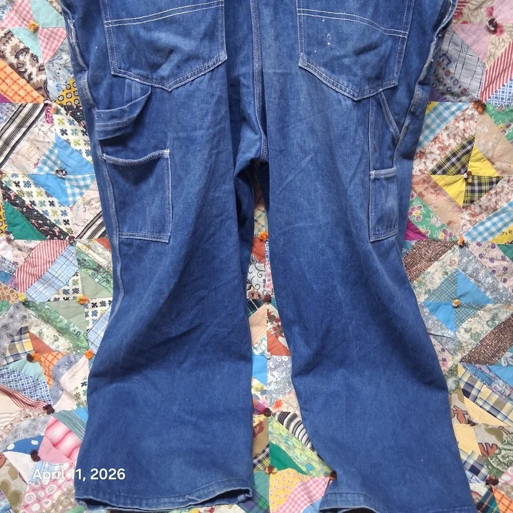 Big Smith Denim Bib Overalls Mens Size‎ 42x30 Blue Carpenter Loop Workwear
